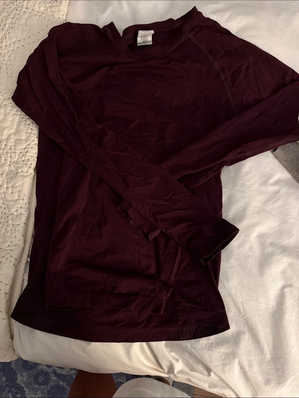Athleta Long-Sleeve Crewneck Top in Deep Burgundy